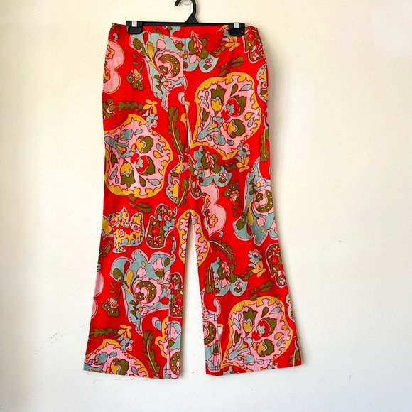 NEW Free People Retro Flare Printed Boho Pants, Size 4 - Picture 8 of 14